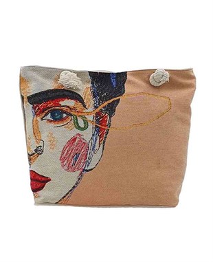 Frd Desenli Goblen Dokuma plaj Çantası