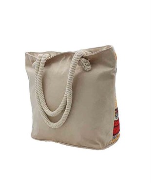 Frd Desenli Goblen Dokuma plaj Çantası