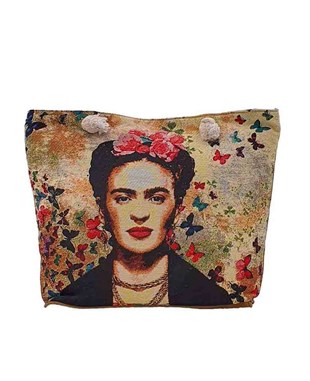 Frd Desenli Goblen Dokuma plaj Çantası