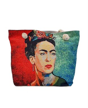 Frd Desenli Goblen Dokuma Plaj Çantası