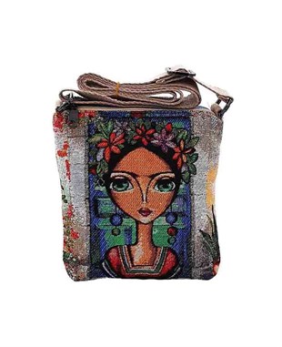 Frda Desenli Goblen Dokuma Postacı Çantası