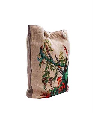 Geyik Desenli Goblen Dokuma Heybe Çanta