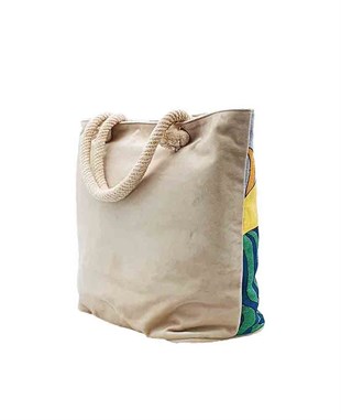 Kadın ve Güneş Mandala Goblen Dokuma Plaj Çantası