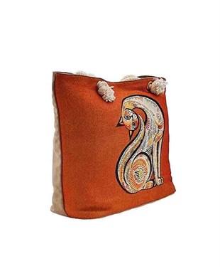 Sevimli Hayvan Desenli Goblen Dokuma Plaj Çantası