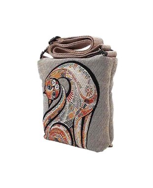 Kedi Desenli Goblen Dokuma Postacı Çantası