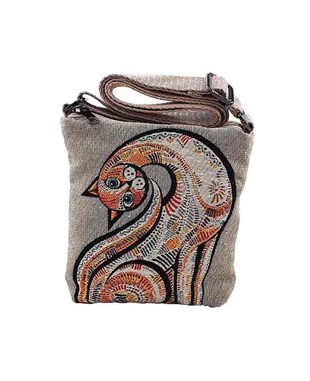 Kedi Desenli Goblen Dokuma Postacı Çantası