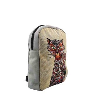 Sevimli Hayvan Desenli Goblen Dokuma Sırt Çantası