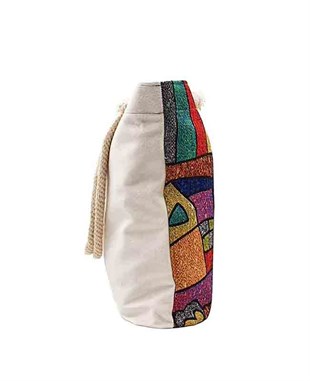 Kedi Desenli Mandala Goblen Dokuma Heybe Çanta