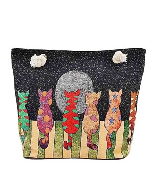 Sevimli Hayvan Desenli Goblen Dokuma Plaj Çantası