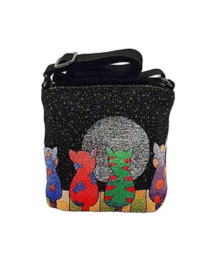 Sevilen Hayvan Figürlü Goblen Dokuma Postacı Çantası