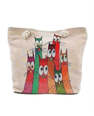 Sevimli Hayvan Motifli goblen Dokuma Palj Çantası