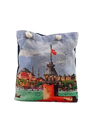 Kız Kulesi Görselli Dokuma Goblen Heybe