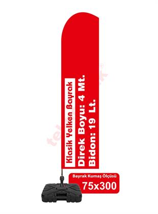 Klasik Yelken Bayrak Baskılı 75cm x 300cm
