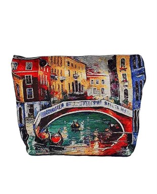 Köprü Desenli Goblen Dokuma Plaj Çantası