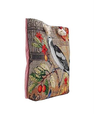 Kuş Desenli Goblen Dokuma Heybe Çanta