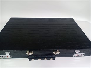 Lacivert Zemin Turuncu Krem Üçgen Suni Deri El Yapımı Tavla