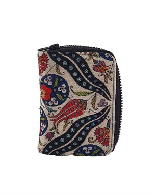 Lale Motifli Dokuma Çok fonksiyonlu El Cüzdanı