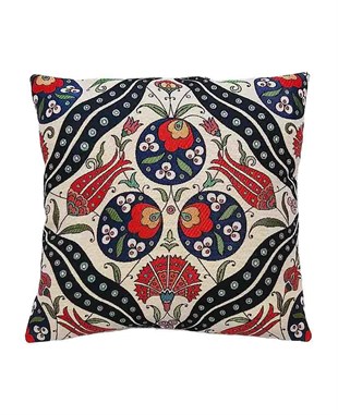 Lale Motifli Osmanlı Temalı 45x45cm Goblen Dokuma Kırlent