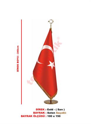 Makam Bayrağı Saçaklı Gold 100 x 150