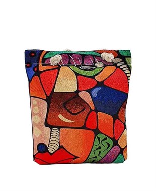 Mandala Desenli Goblen Dokuma Heybe Çanta