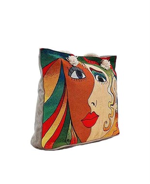 Mandala Desenli Goblen Dokuma Plaj Çantası