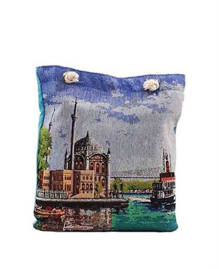Ortaköy Camii Desenli Goblen Dokuma Heybe Çanta