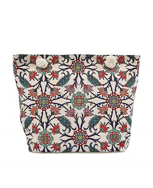 Osmanlı Çiçek Motifli Goblen Dokuma Plaj Çantası