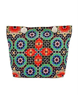 Osmanlı Çini Motifli Goblen Dokma Plaj Çantası