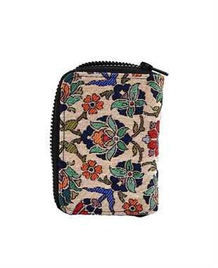 Osmanlı Motifli Çiçek Desenli Dokuma El ve Para Cüzdanı