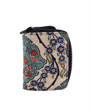 Osmanlı Motifli Çini Desenli Fermuarlı Kart ve Para Cüzdanı