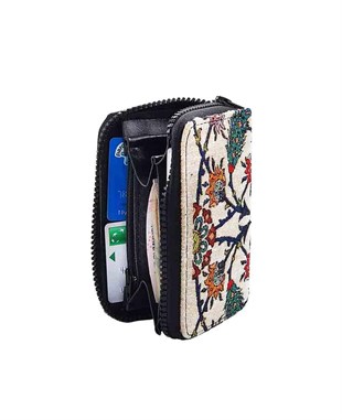 Osmanlı Motifli Çini Desenli Bozuk Para ve Kartlık El Cüzdanı