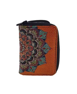 Osmanlı Motifli Goblen Dokuma Fermuarlı El Cüzdanı