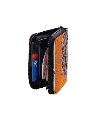Osmanlı Motifli Goblen Dokuma Fermuarlı El Cüzdanı