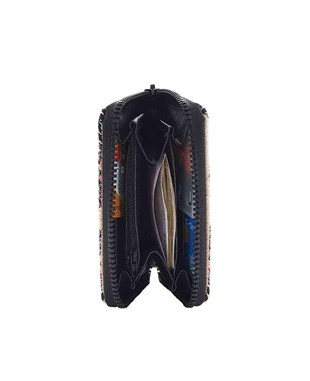 Osmanlı Motifli Goblen Dokuma Çok Gözlü Fermuarlı Cüzdanı