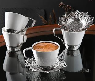 Selçuklu Düz Kahve Seti-Gümüş