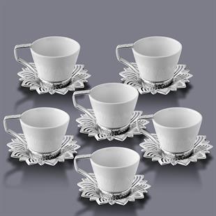 Selçuklu Düz Kahve Seti-Gümüş