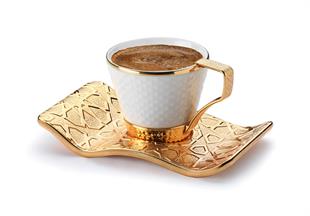 Selçuklu Tırtıklı Kahve Seti-Gold