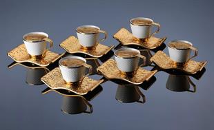 Selçuklu Tırtıklı Kahve Seti-Gold