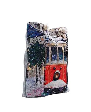 Taksim Tranvay Desenli Goblen Dokuma Heybe Çanta