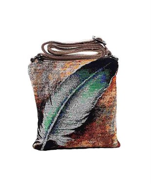 Tüy Desenli Goblen Dokuma Postacı Çantası