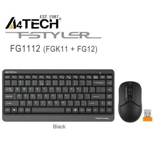 A4 Tech FG1112 Q Kablosuz Mini Klavye Mouse Siyah Teknobutik.com'da