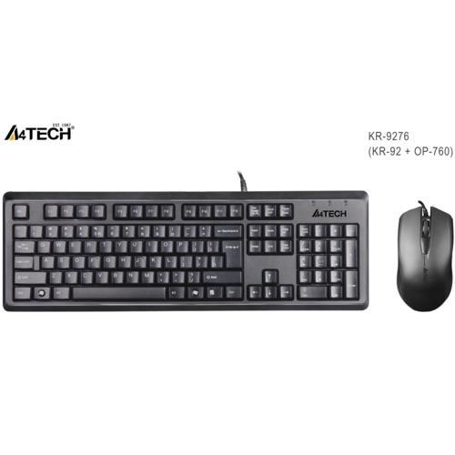 A4 Tech KR-9276 USB Klavye Mouse Set MM Siyah Teknobutik.com'da