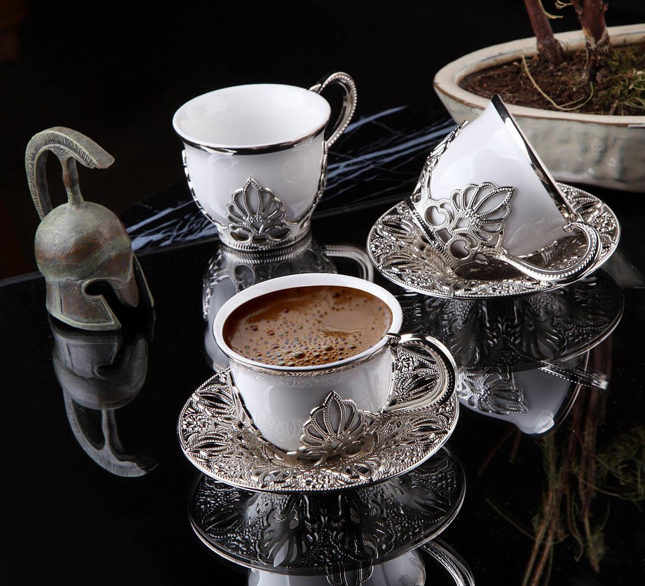 Ahu Tiryaki Beyaz Kahve Seti 18 Parça-Nikel Teknobutik.com'da