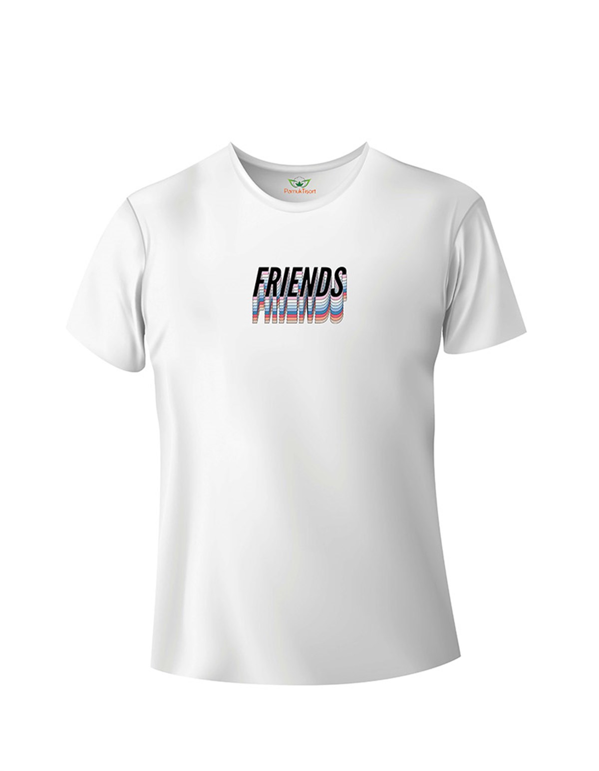 Arkadaş Baskılı Slim (Dar Kalıp) Bisiklet Yaka T-shirt