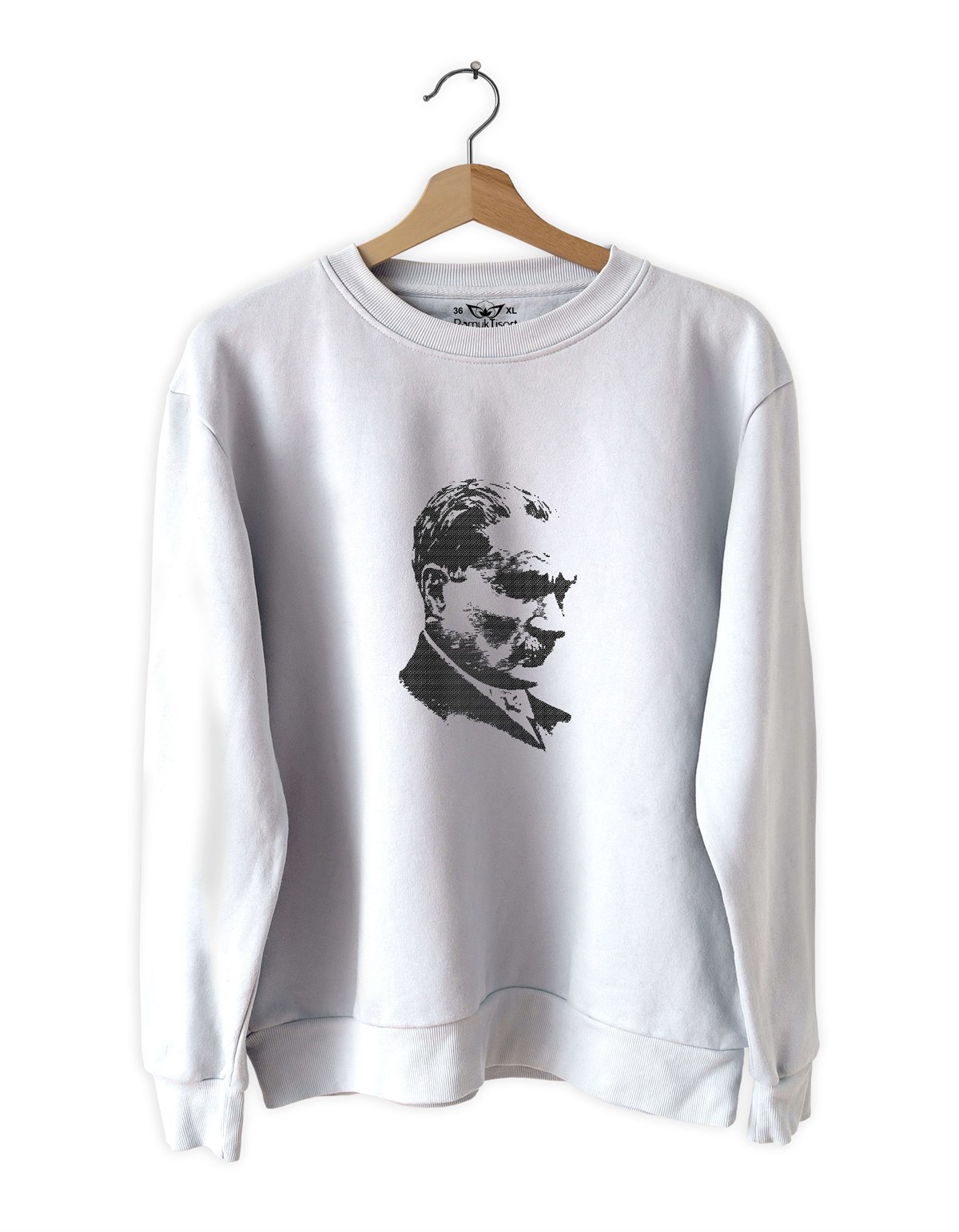 Atatürk 2 Baskılı Slim Fit Siyah - Beyaz Sweatshirt