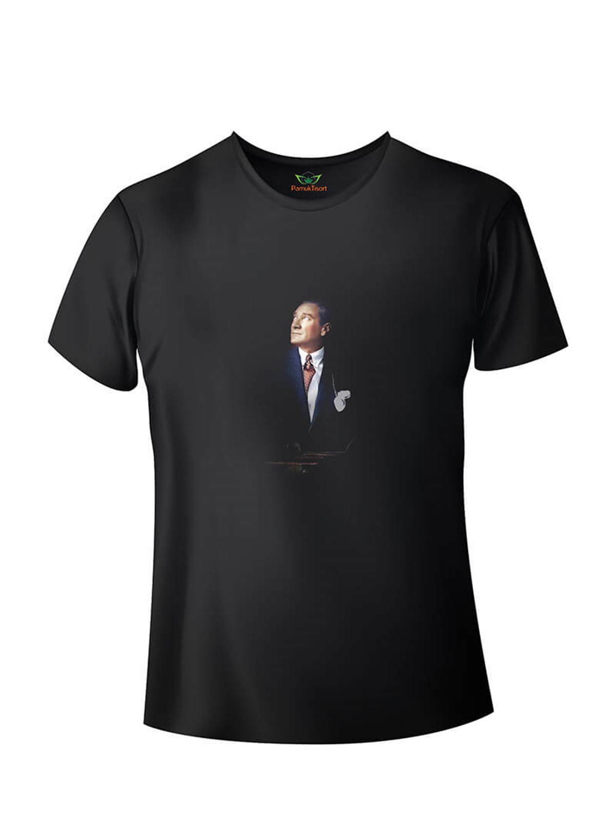 Atatürk Portresi 2 Baskılı Siyah  Basic T-shirt Teknobutik.com'da