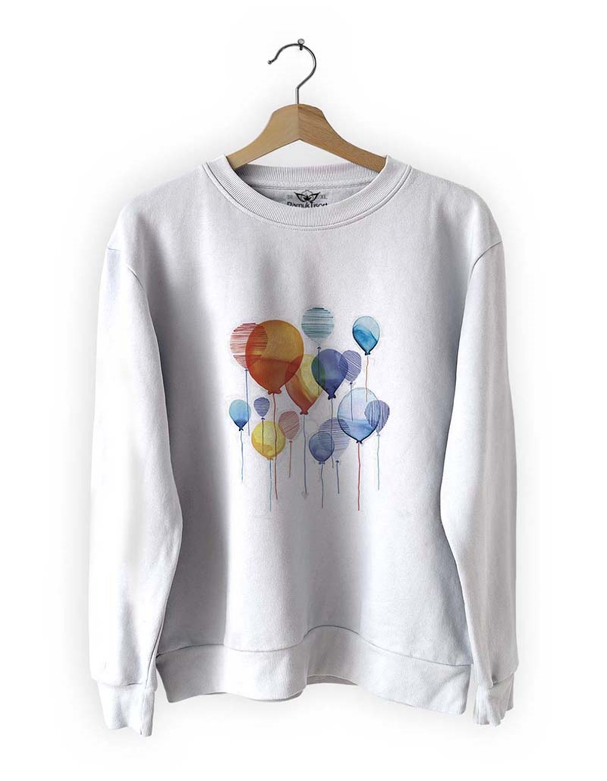 Balonlar Baskılı Slim Fit Pamuk Sweatshirt