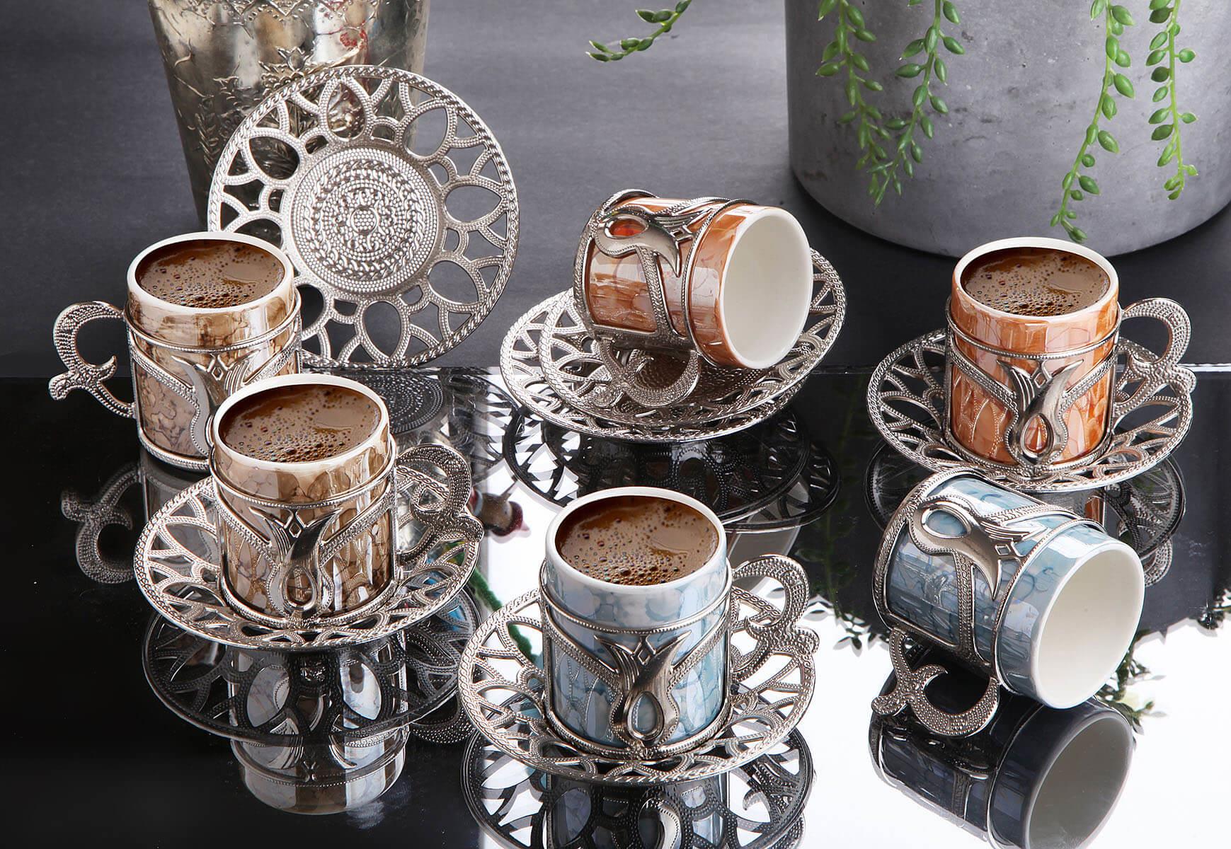 Busem Desenli Kahve Seti 18 Parça-Nikel Teknobutik.com'da