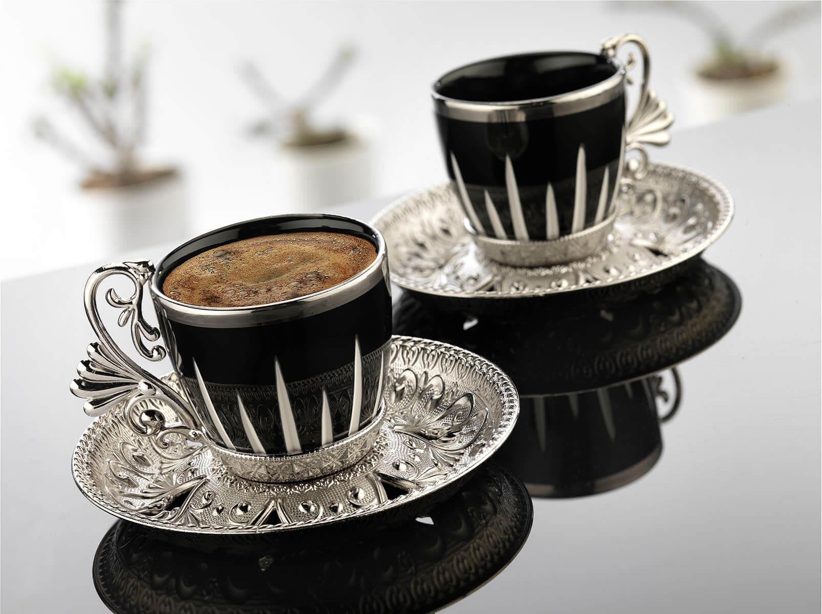 Busem Lal Elegans Taç Desenli Kahve Seti 18 Parça-Nikel Teknobutik.com'da