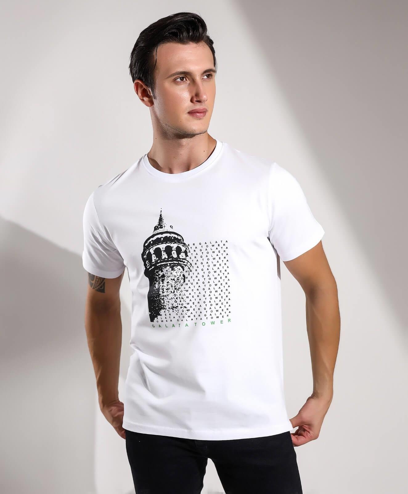 Galata Tower Baskılı Regular Kalıp T-shirt Teknobutik.com'da